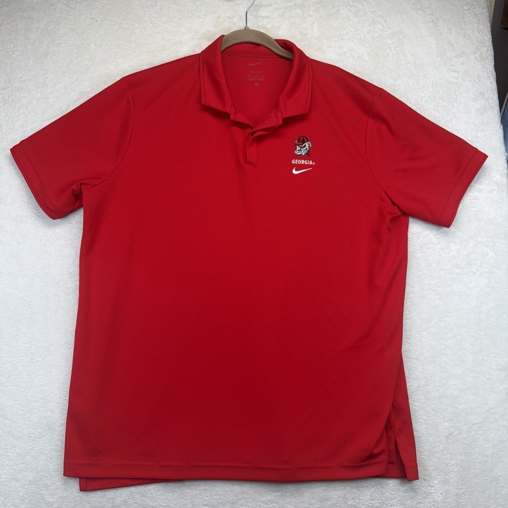 Georgia Bulldogs UGA Nike Dri-FIT Polo Shirt Mens XL Red Golf NCAA Embroidered